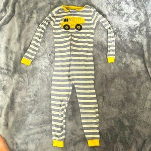 Yellow & Gray truck zip up sleeper footless 5T